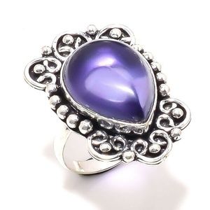 Amethyst Gemstone Handmade Sterling Silver Sz 7.5